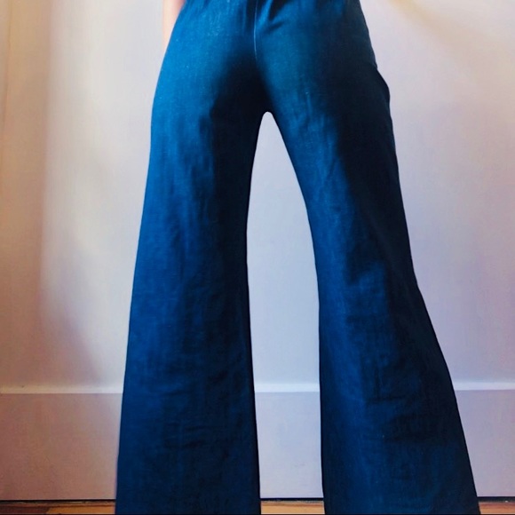 1970s Oops California denim jumpsuit bell bottom S - Picture 4 of 11